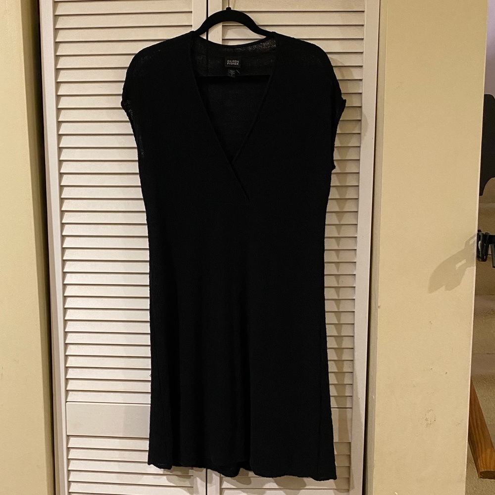 Eileen Fisher crochet black dress